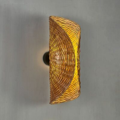 Wavy Rattan Wall Sconce - Modern Design