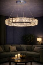 Modern Golden Halo Crystal Chandelier