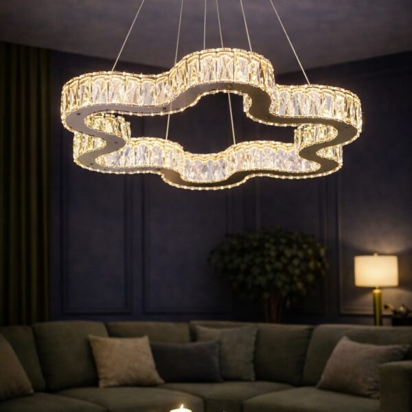 Modern Golden Wave Crystal Chandelier
