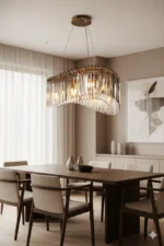 نجفة كريستال فخمة جولدن ويفز – إضاءة وديكور فاخر للمنزل