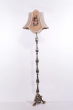 Brass Floor Lamp with Aubusson Lampshade - Image 4