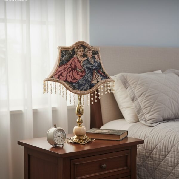 Tapestry Design Brass Table Lamp