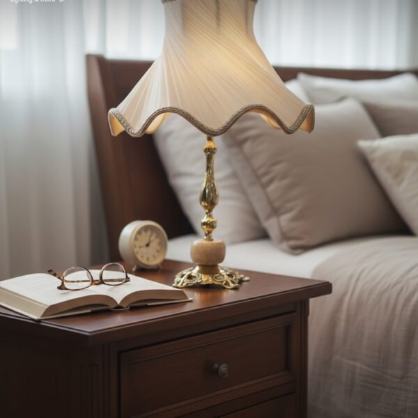 Pleated Elegance Brass Table Lamp