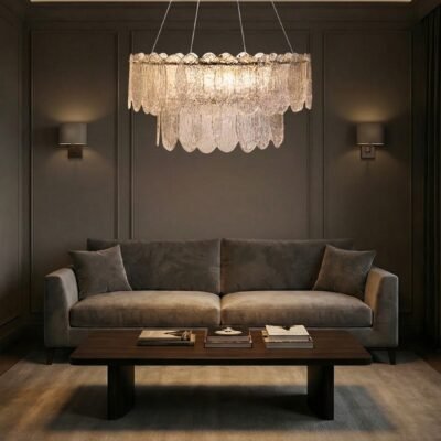 نجفة أنيقة جولدن جلاس بيتلز اضاءة وكريستال ديكور راقي |بخصم هائل