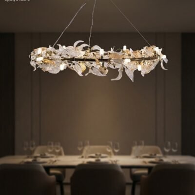 نجفة كريستال جولدن لوريل بايركس – إضاءة وديكور فاخر للمنزل