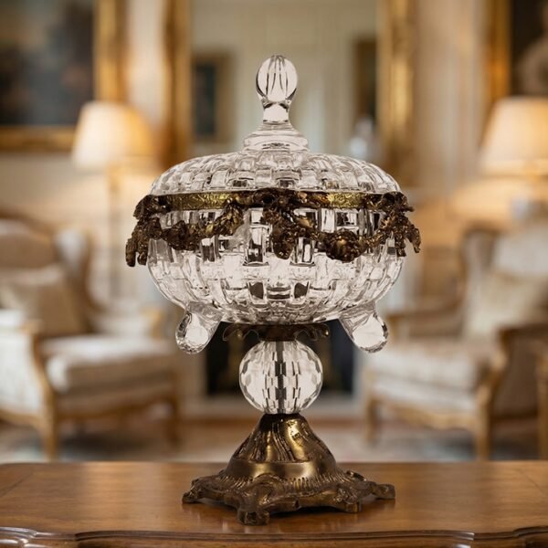 Royal Pedestal Crystal Bonbonniere with Brass Base