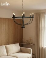 Modern Black Ring Candelabra Chandelier