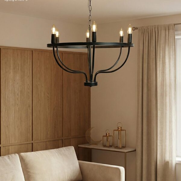 Modern Black Ring Candelabra Chandelier