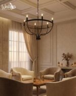 Modern Black Ring Candelabra Chandelier - Image 2