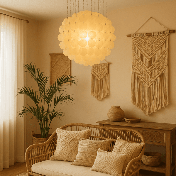 Cloudy Pearl Disc Chandelier