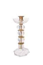 ⁦شمعدان كريستال أسفور فاخر بتفاصيل نحاس ملكي ارتفاع 25 سم⁩ - الصورة ⁦3⁩