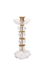 ⁦شمعدان كريستال أسفور فاخر بتفاصيل نحاس ملكي ارتفاع 25 سم⁩ - الصورة ⁦3⁩