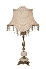Royal Brass & Marble Salon Lamp with Premium Turkish Guipure - Image 2