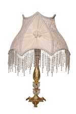Royal Brass & Crystal Salon Lamp with Turkish Guipure Shade