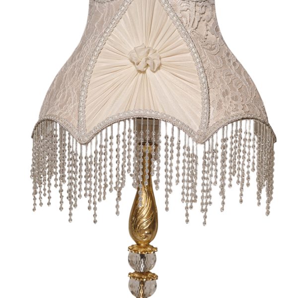 Royal Brass & Crystal Salon Lamp with Turkish Guipure Shade