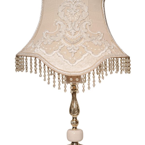 Royal Brass & Marble Bedside Lamp with Premium Turkish Guipure Shade