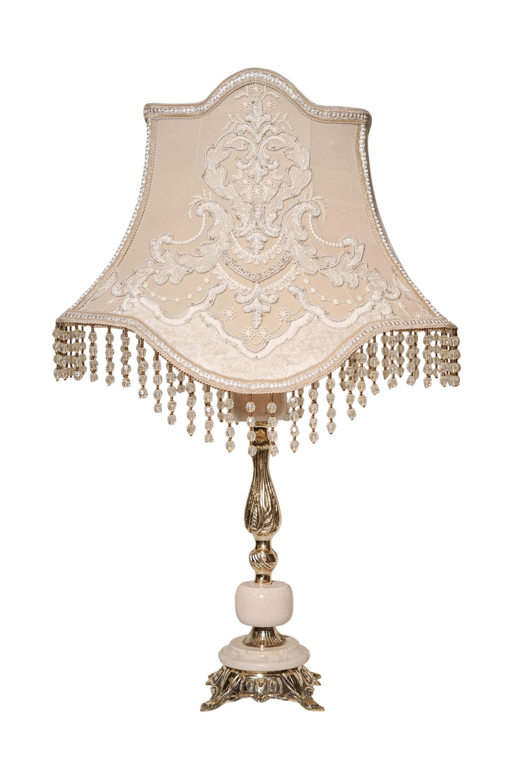 DSC02679 (1) Royal Brass & Marble Bedside Lamp with Premium Turkish Guipure Shade - Image 1