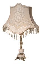 Royal Brass & Marble Bedside Lamp with Premium Turkish Guipure Shade - Image 3