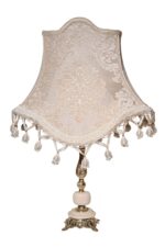 Royal Brass & Marble Salon Lamp with Luxury Velvet Shade & Handcrafted Trimmings - Image 2