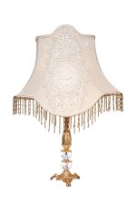 Royal Brass & Crystal Salon Lamp with Premium Turkish Guipure Shade