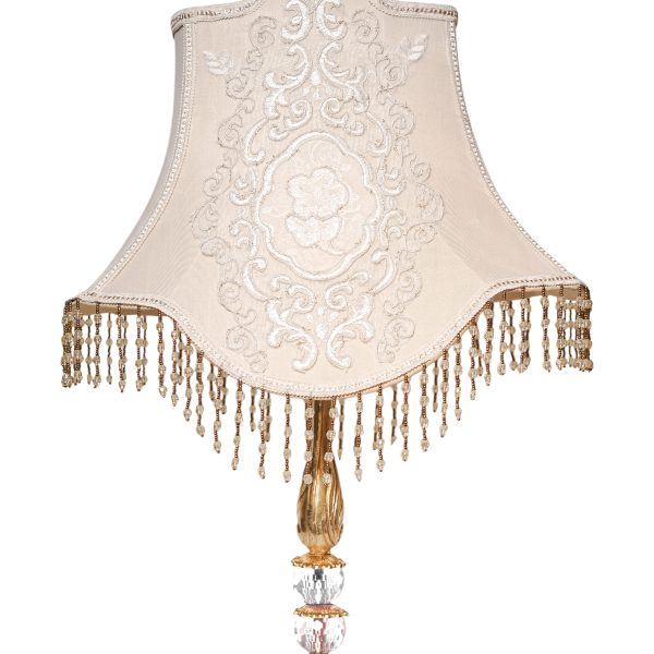 Royal Brass & Crystal Salon Lamp with Premium Turkish Guipure Shade