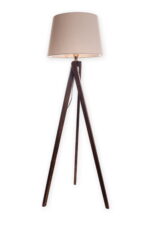 Modern Dark Brown Wooden Tripod Floor Lamp - Image 2