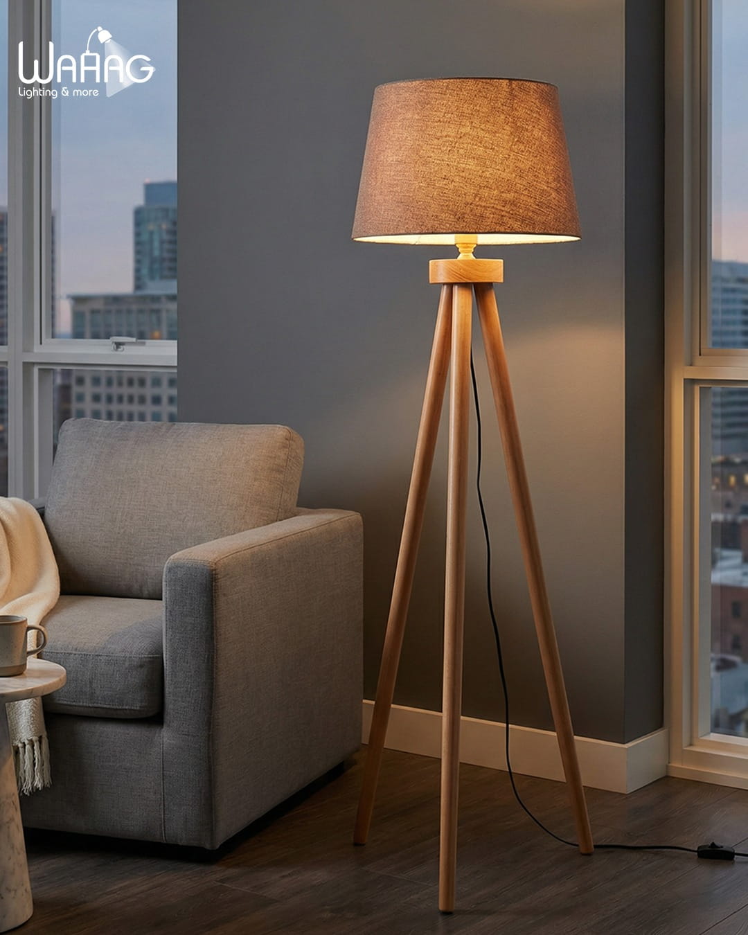 WhatsApp Image 2026-03-29 at 12.25.30 AM (1) Modern Wooden Tripod Floor Lamp - Image 1