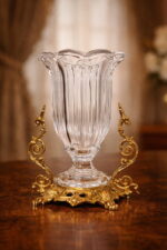 Luxurious Crystal Vase with Royal Brass Stand