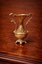 Luxurious Mini Antique Brass Vase with Ornate Handles