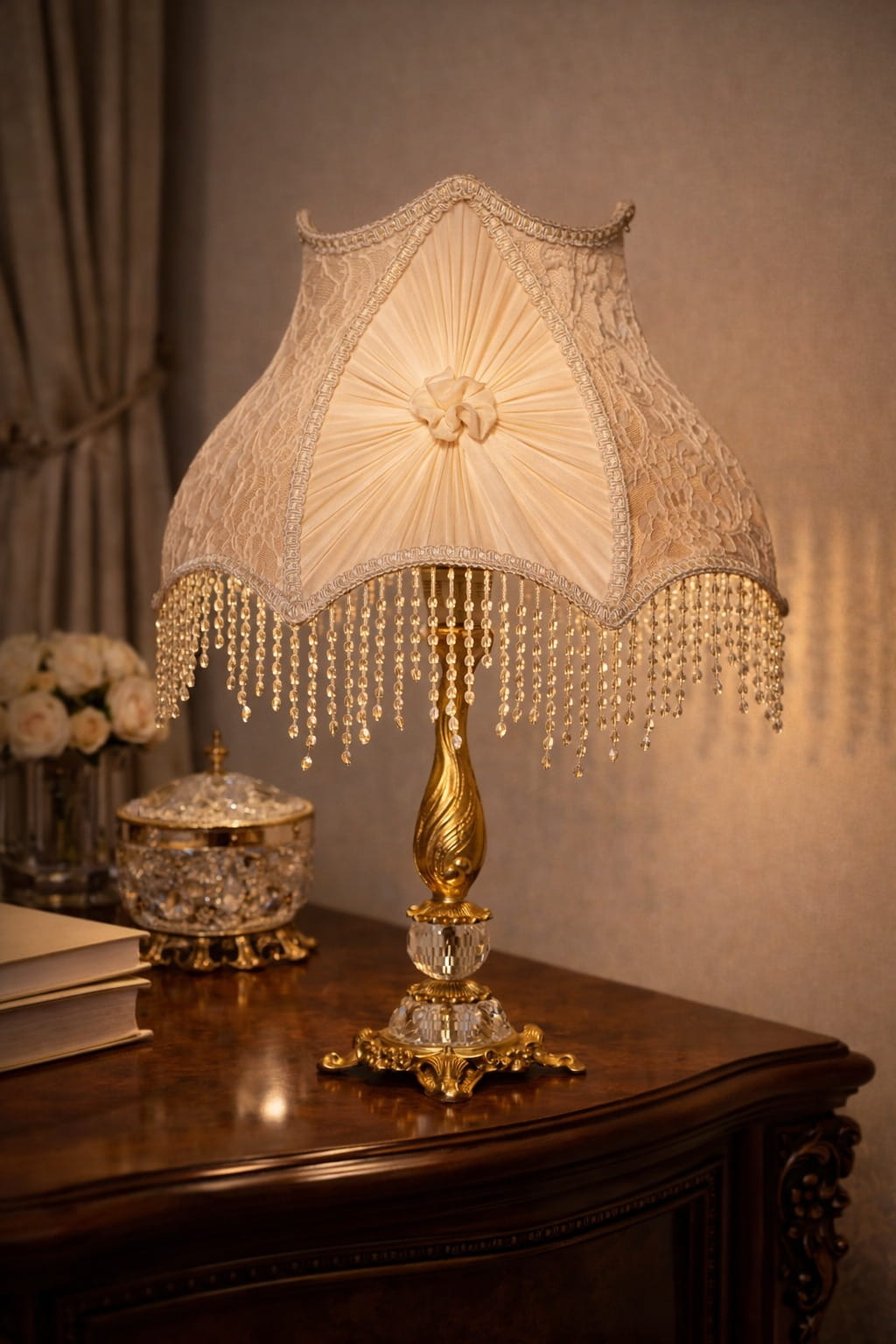 WhatsApp Image 2026-03-31 at 2.55.46 PM (2) أباجورة صالون نحاس ملكي مع كريستال بشابوه جيبير تركي - الصورة 1