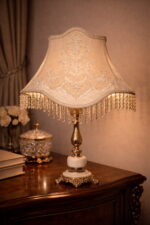 أباجورة سرير نحاس ملكي مع رخام بشابوه جيبير تركي فاخر