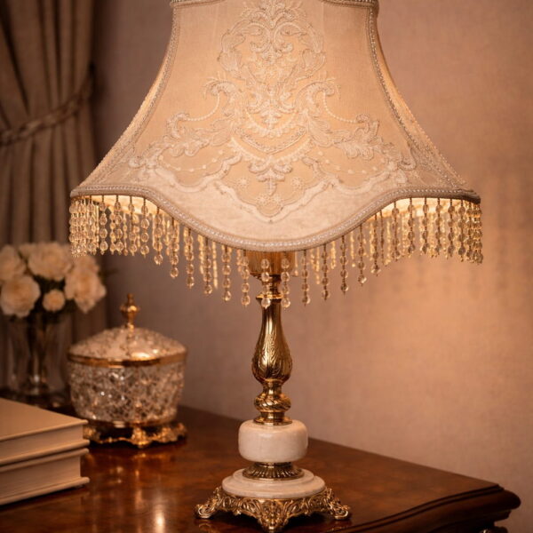 أباجورة سرير نحاس ملكي مع رخام بشابوه جيبير تركي فاخر