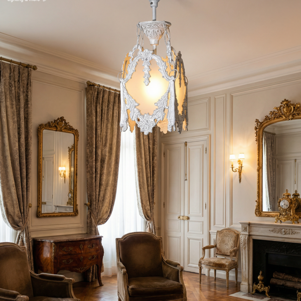 فانوس كلاسيك أبيض بتصميم التاج