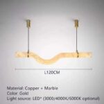 The Serene Wave Sculptural Marble & Copper Chandelier - Image 3