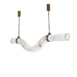 The Serene Wave Sculptural Marble & Copper Chandelier - Image 6