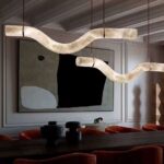 The Serene Wave Sculptural Marble & Copper Chandelier - Image 2