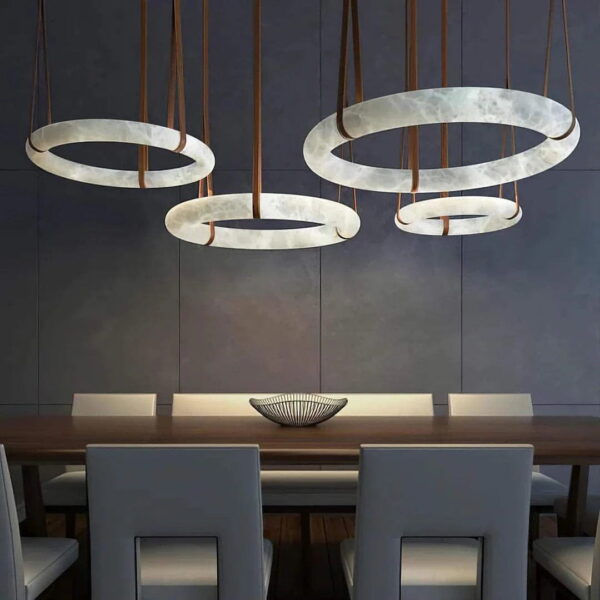 The Celine Collection Circular Alabaster Halo Chandelier