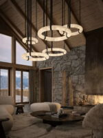 The Celine Collection Circular Alabaster Halo Chandelier - Image 3