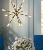 Modern Sputnik 12 Light Chandelier Black - Image 3