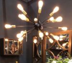 Modern Sputnik Metal Chandelier 18 Arms Black and Gold