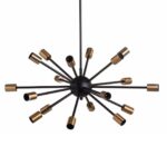 Modern Sputnik Metal Chandelier 18 Arms Black and Gold - Image 3