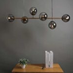 Modern Linear 6 Globe Smoke Glass Chandelier 100cm - Image 3