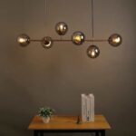 Modern Linear 6 Globe Smoke Glass Chandelier 100cm