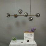 Modern Linear 6 Globe Smoke Glass Chandelier 100cm - Image 4