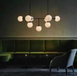 Modern Linear 8 Globe Black Chandelier