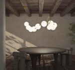 Modern Orbital Pearl String Chandelier 120cm - Image 4