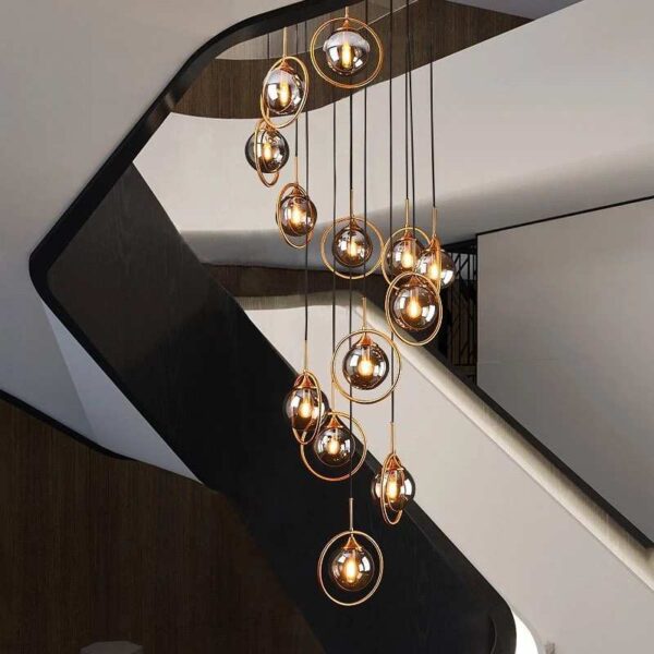 Modern Cascading Orbital Globe Chandelier 10 Lights