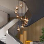 Modern Cascading Orbital Globe Chandelier 10 Lights - Image 2