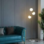 Triple Globe Gold Metal and Marble Floor Lamp - Image 11