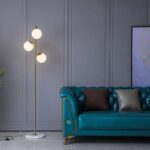 Triple Globe Gold Metal and Marble Floor Lamp - Image 6